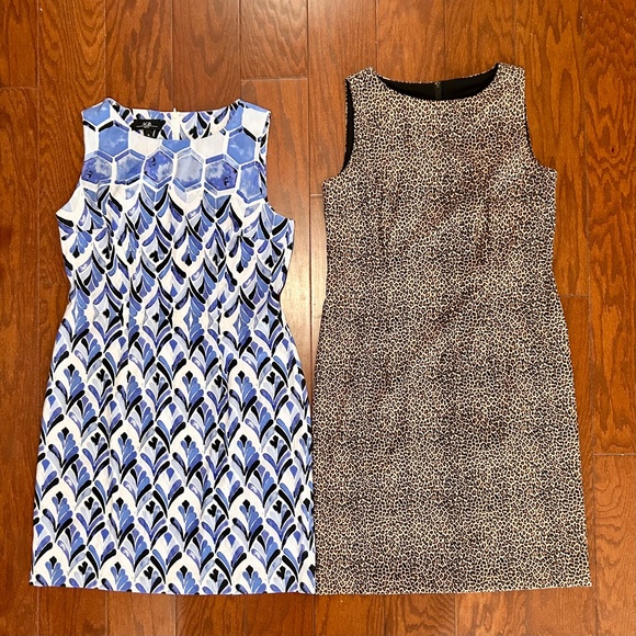 Lot of 2 tank shift dresses geometric and animal print AGB professional office - Picture 1 of 7